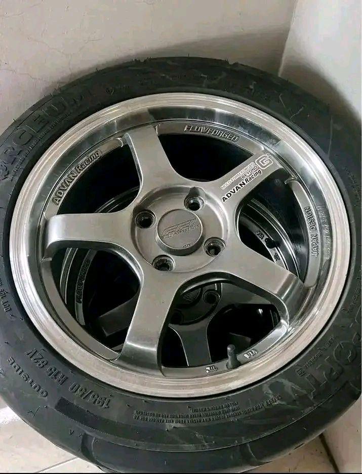 JUAL SATU SET  VELG RACING + BAN SEMI SLICK – SIAP PAKAI & SIAP NGEGAS! 🔥