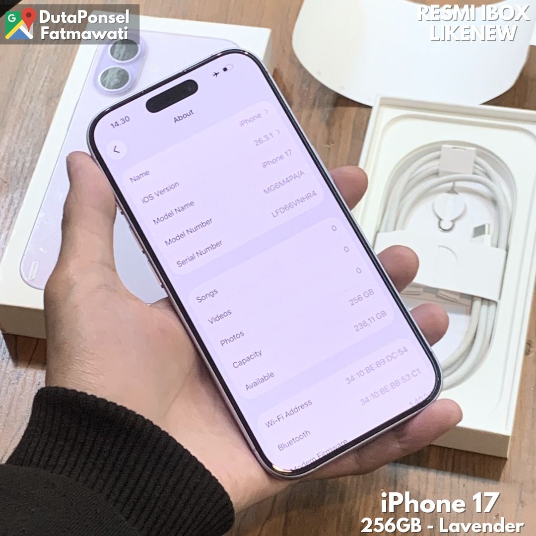 BH 100% IPHONE 17 256GB LAVENDER RESMI IBOX