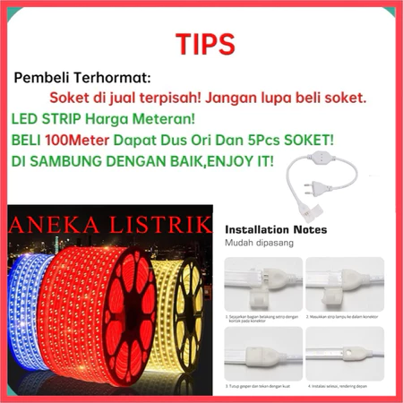 LAMPU LED STRIP SELANG 5050 SMD AC 220V METERAN (1M-100M)