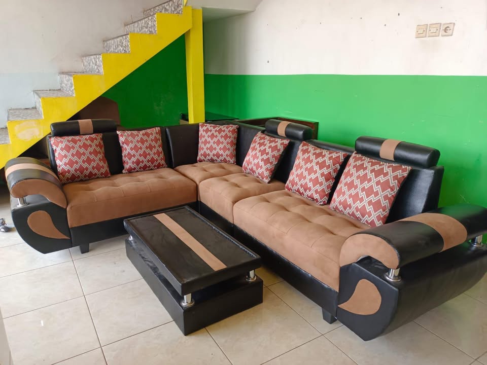 Sofa L Minimalis Modern + Meja Tamu Elegan Set