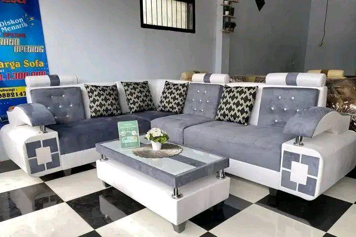 Sofa L Minimalis Modern + Meja Tamu Elegan Set