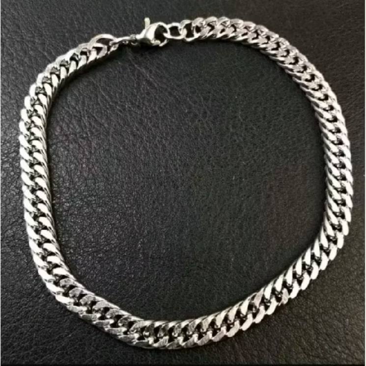 Gelang Rantai Titanium Steel Pria Model Rantai Double Rapat🔥