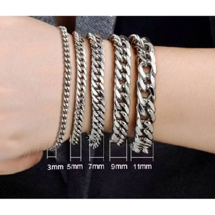 Gelang Rantai Titanium Steel Pria Model Rantai Double Rapat🔥