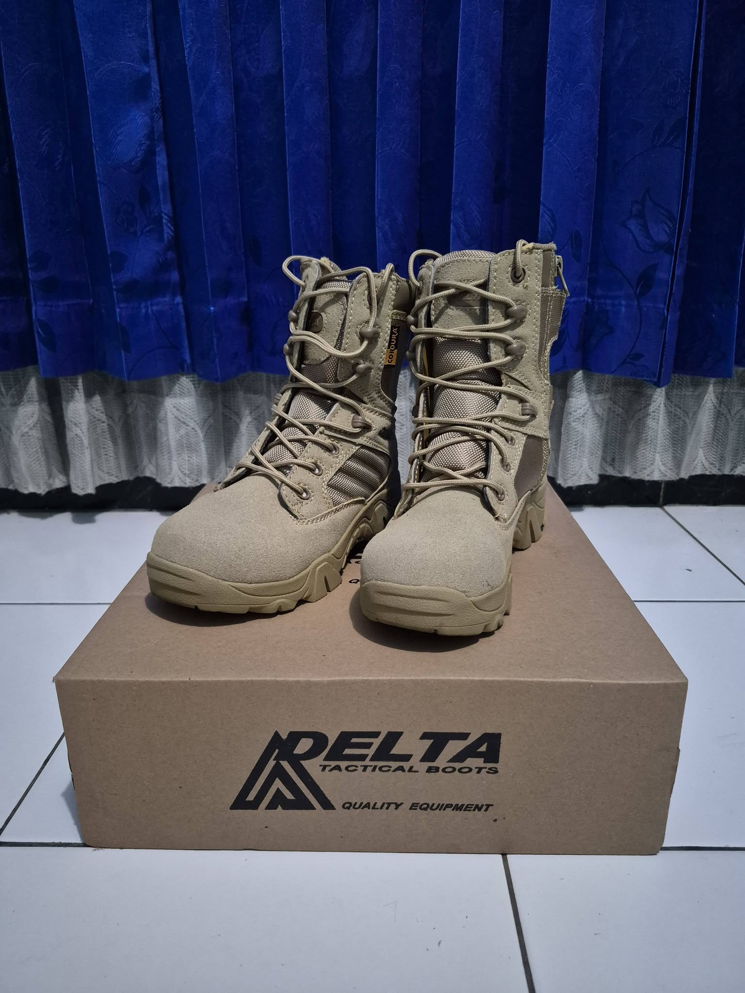 Sepatu Delta Tactical Boots Coklat Muda Size 37 – Siap Outdoor & Hiking