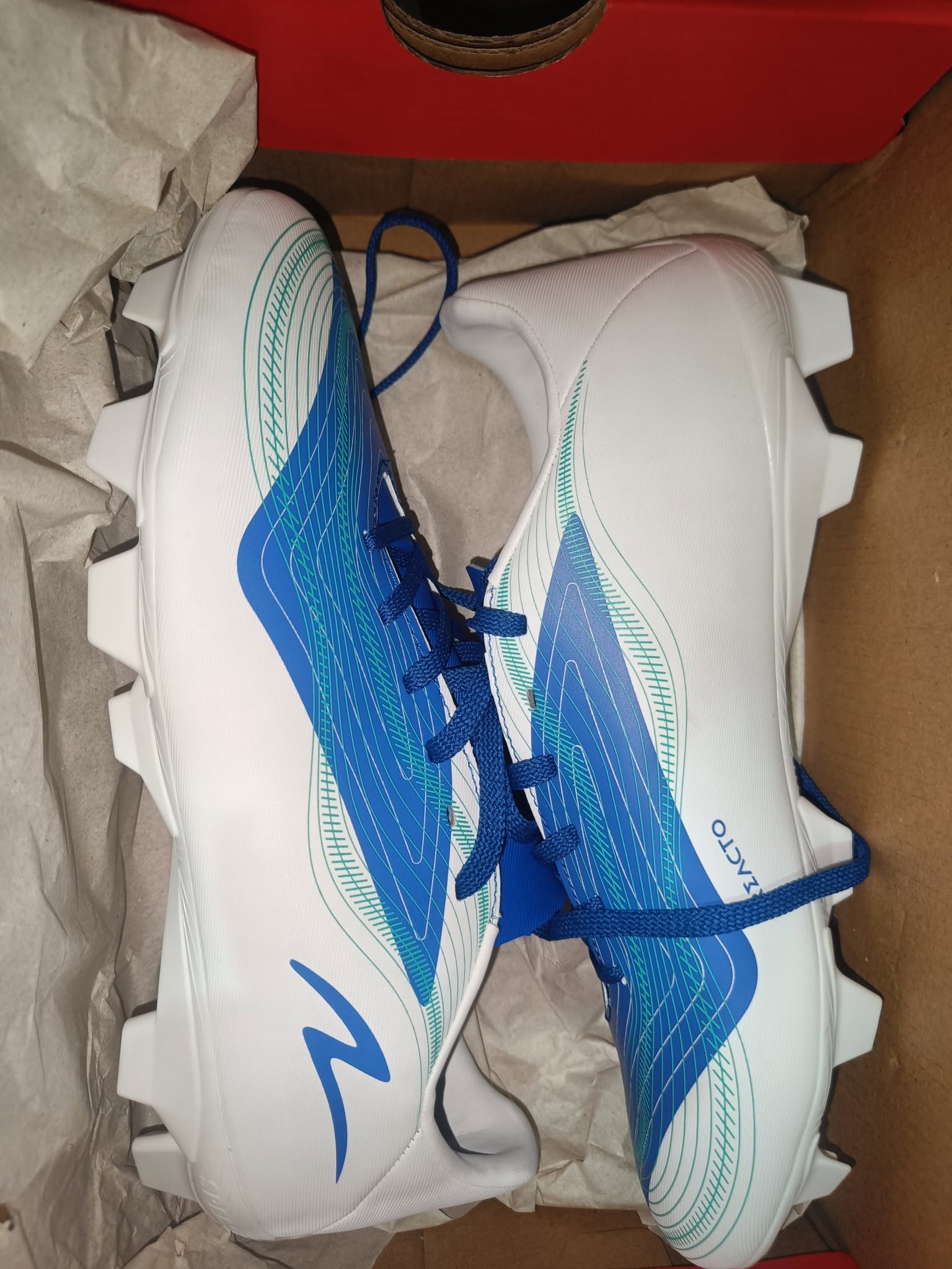 Jual Cepat Sepatu Sepak Bola SPECS Rhythm FG White / Dazzling Blue