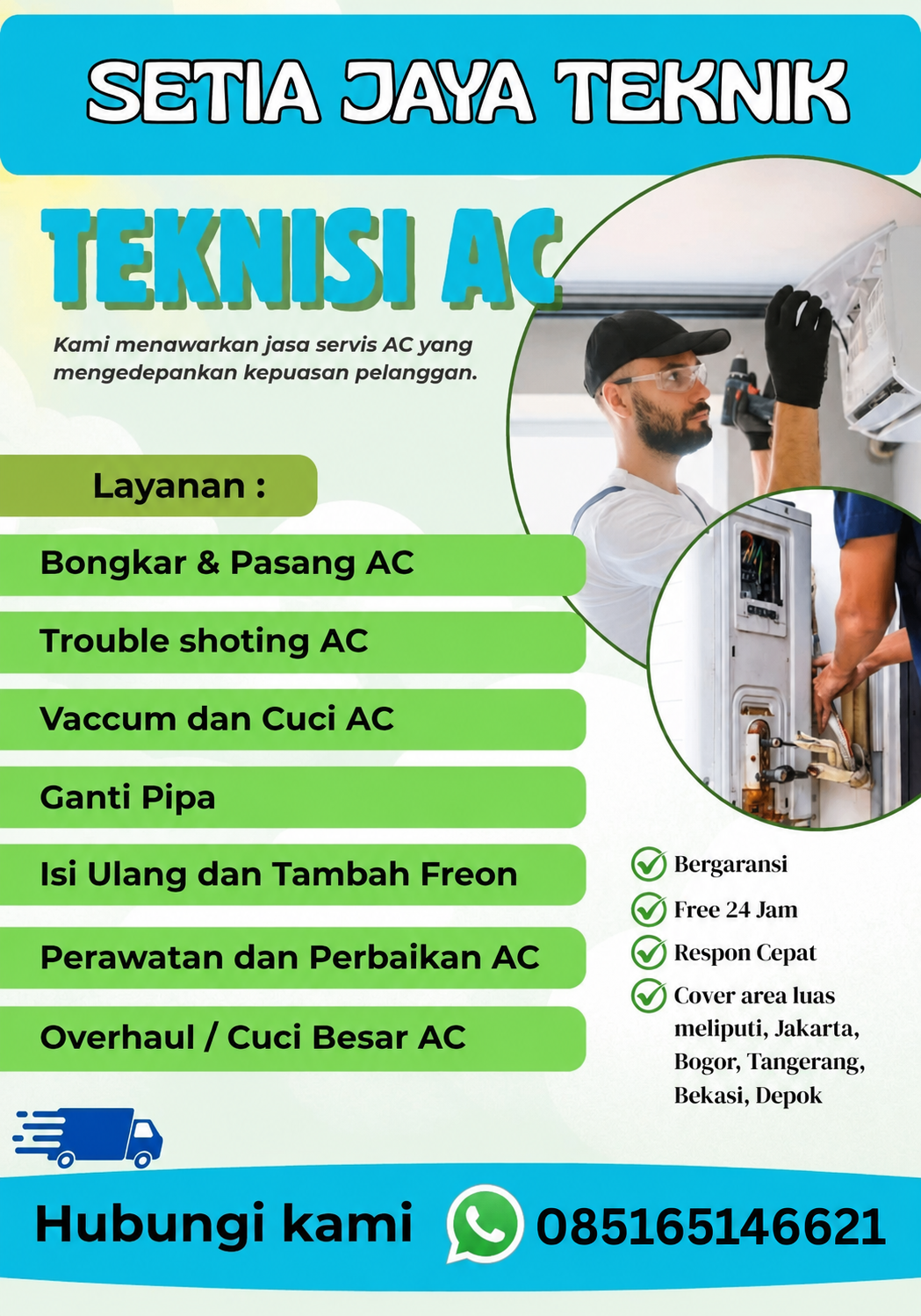 JASA SERVIS AC TERDEKAT & TERPERCAYA | SETIA JAYA TEKNIK ❄️