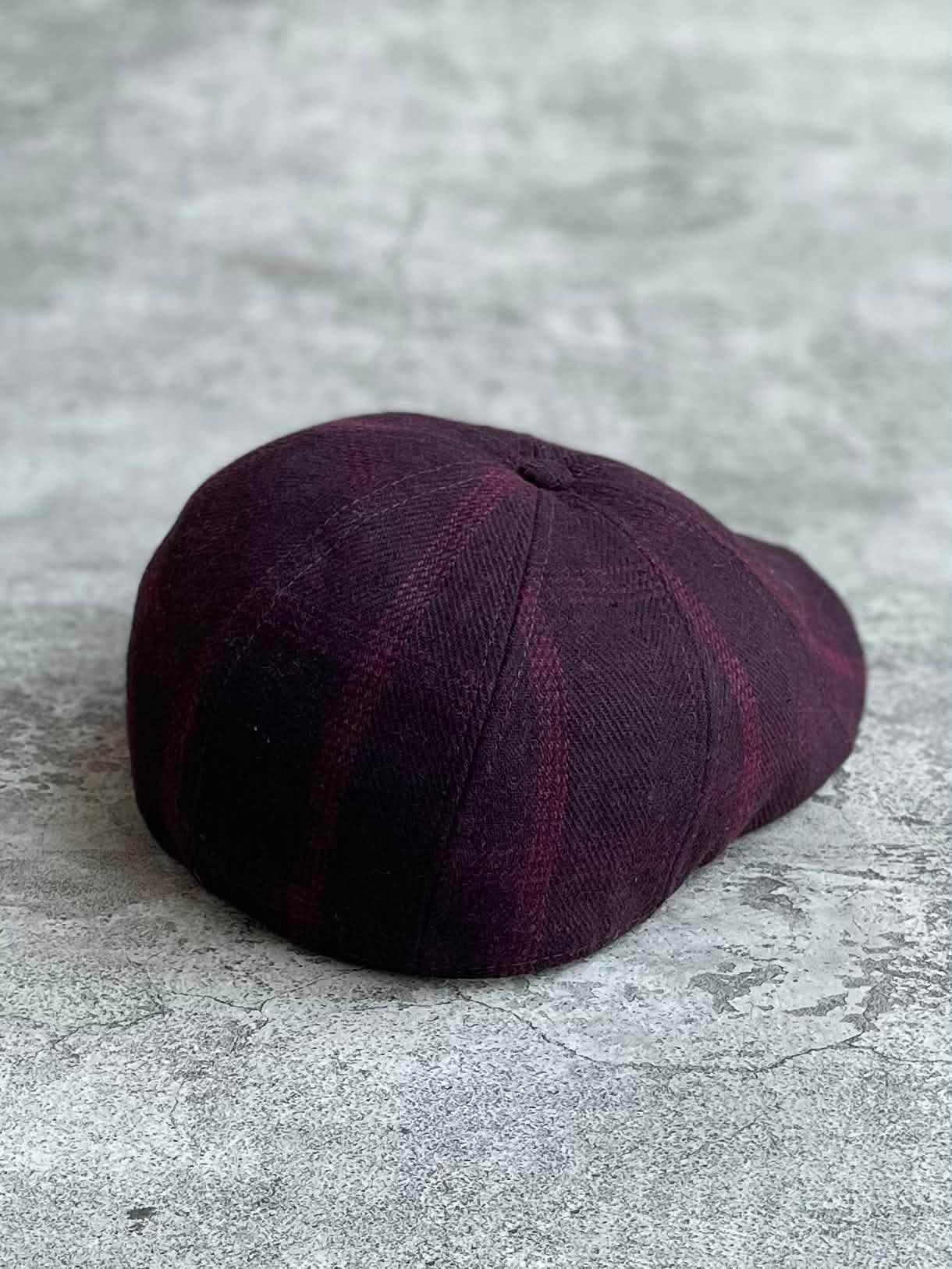 Jual Topi Flatcap Boston Scally The Blood Rose Peaky Maroon Plaid Original