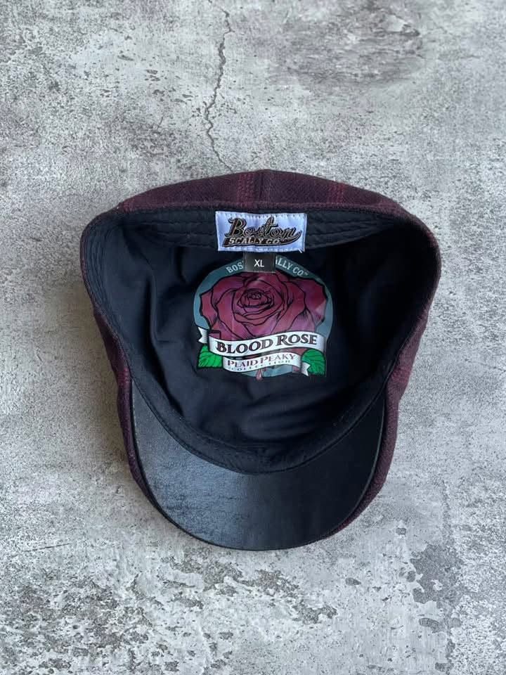 Jual Topi Flatcap Boston Scally The Blood Rose Peaky Maroon Plaid Original