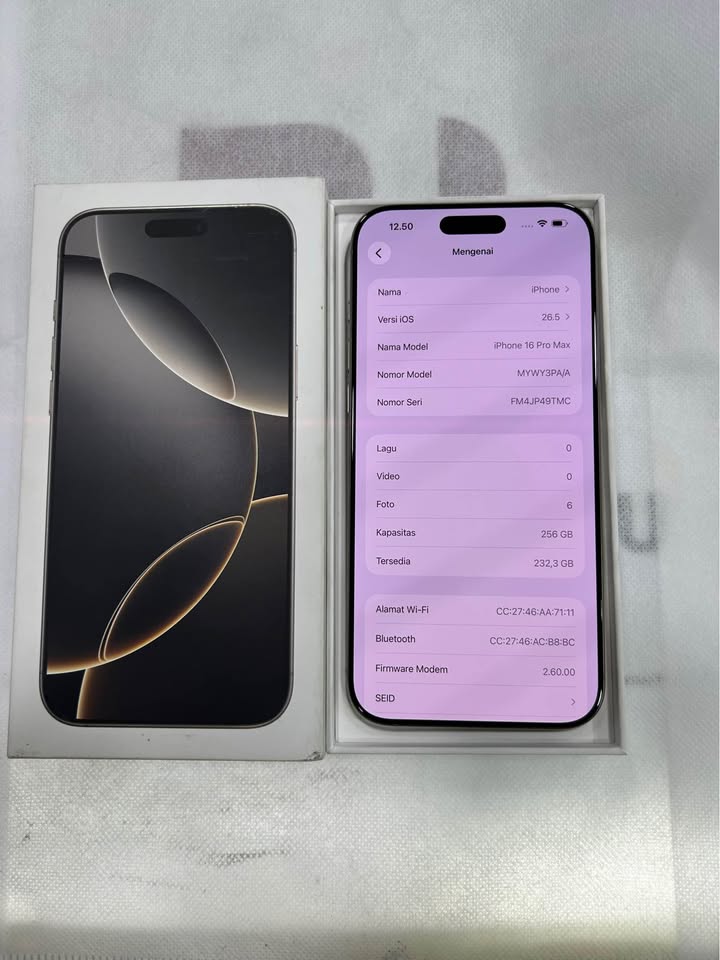 iPhone 16 Pro Max 256GB iBox – Natural Titanium, Kondisi Mulus & Siap COD
